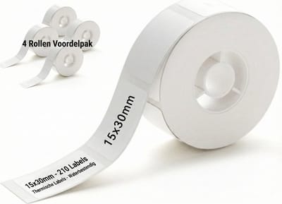 Niimbot Labels - Etiketten - Voor D11(H) en D110(M) - 15 x 30 mm - 210 vellen - Wit - Voordeelverpakking van 4 stuks
