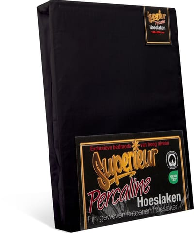 Superieur Hoeslaken - 80x200 cm - Zwart - 100% katoen