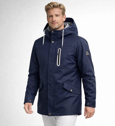 Lizzard Sports Heren Regenjas met Capuchon Navy Maat S - Keytag edition LZ-KT-106 - Water-en winddicht met Rits & Drukknoopsluiding