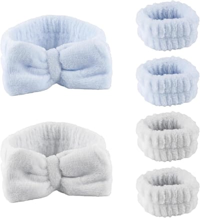 Set van 6 Zachte Absorberende Polsbandjes voor Gezichtsreiniging en Haar, Ideaal voor Spa en Huidverzorging, Voorkomt Vlekken en Houdt Haar Uit de Weg