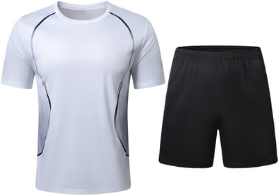 YOUTHUP Heren Sportset met Verloopdetail - Rond Hals T - shirt met Korte Broek - M