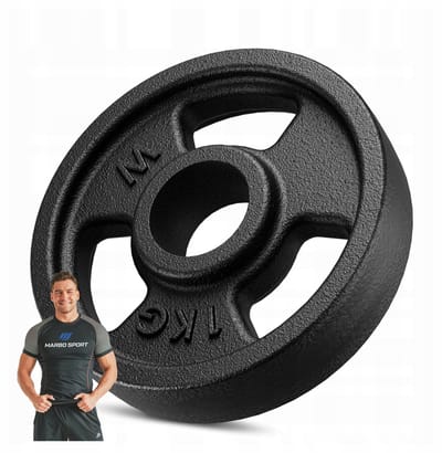 Marbo Sport - Halterschijf - Weight Plate - 1 kg - Gietijzer - Boring 31 mm - Voor krachttraining en thuisgym en Home Gym - Zwart