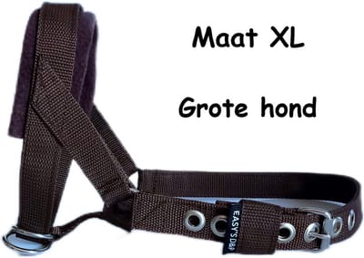 Hoofdhalster hond - Anti trek - Bruin - Maat XL - Bruine voering - Gevoerd - Antitrek hoofdhalster hond - Halster hond - Anti trek hond - Training band