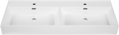 Saniclass Legend Meubelwastafel - 121x47x12cm - met overloop - 2 wasbakken - 2 kraangaten - keramiek - glans wit