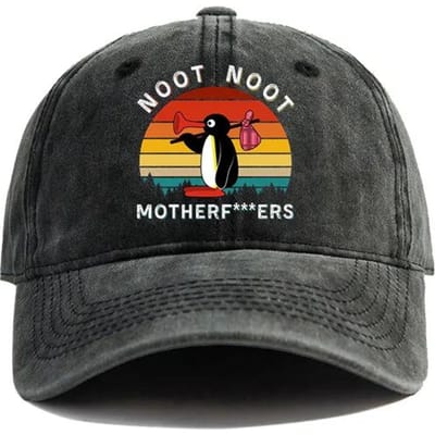 Noot Noot Pingu Distress Baseballpet Cool Mannen Vrouwen Boze Pingu Petten Retro Outdoor Verstelbaar Cadeau Pinguïn Hoed Mode Adjustable black