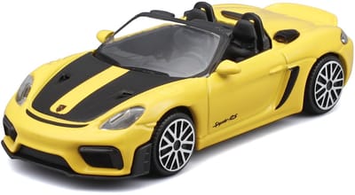 Bburago Porsche 718 - Modelauto - Schaal 1:43 - Geel/Zwart