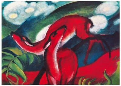 Kunstdruk Franz Marc - The red Deer 80x60cm
