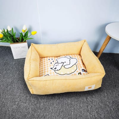 Canapé pour animaux de compagnie en tissu Litière pour animaux de compagnie Imprimé Chaud Litière pour chat Litière pour chien Lit pour animaux de compagnie Litière pour animaux de compagnie Cartoon résistante aux rayures 40*50CM