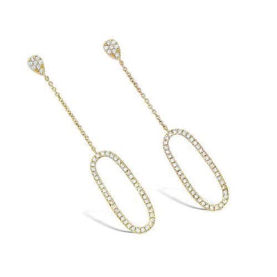 CHIVAL - Oorbellen 18K Verguld Goud "Ovale Pave" - Elegant, Stene, Lang, Hypoallergeen, Luxe, Cadeau voor haar, Zirkonia, Sieraad, Tijdloos, Hangers, Liefde, Romantiek, Geschenkverpakking, Valentijn, Moederdag