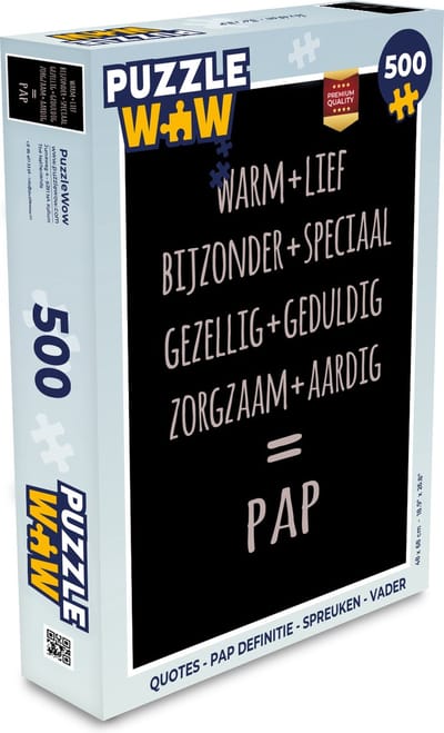 Puzzel Quotes - Pap definitie - Spreuken - Vader - Legpuzzel - Puzzel 500 stukjes - Vaderdag cadeautje - Cadeau voor vader en papa