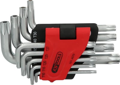 Stiftsleutelset Torx - Inbussleutel Set - Vastschroeven Draaien - Met Boring - 9 Delig Kort - Metaal