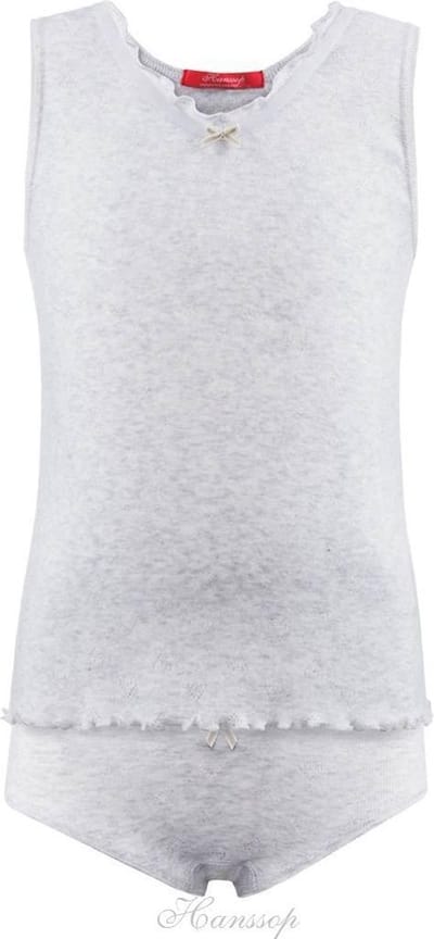 Exclusief Luxueus Kinder nachtkleding Hanssop, Meisjes, Katoenen ondergoed set, zacht grijs, maat 116