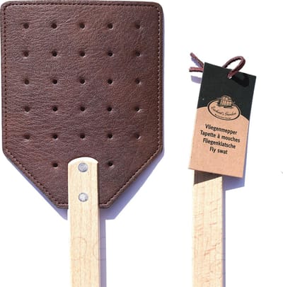 Vliegenmepper-Leer-hout met Ophanglus (Set van 2) - Esschert Desig