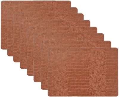Unique Living placemats Croco lederlook - 8x - 43 x 30 cm - bruin - pvc - tafel onderleggers