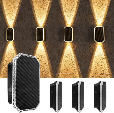 Zonne-energie Wandlampen voor Buiten, Set van 4 LED Lichten met Instelbare Kleurtemperatuur voor Tuin, Terras en Hekdecoratie