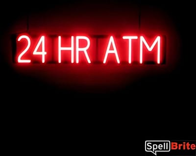 24 HR ATM - Lichtreclame Neon LED bord verlicht | SpellBrite | 83 x 16 cm | 6 Dimstanden - 8 Lichtanimaties | Reclamebord neon verlichting
