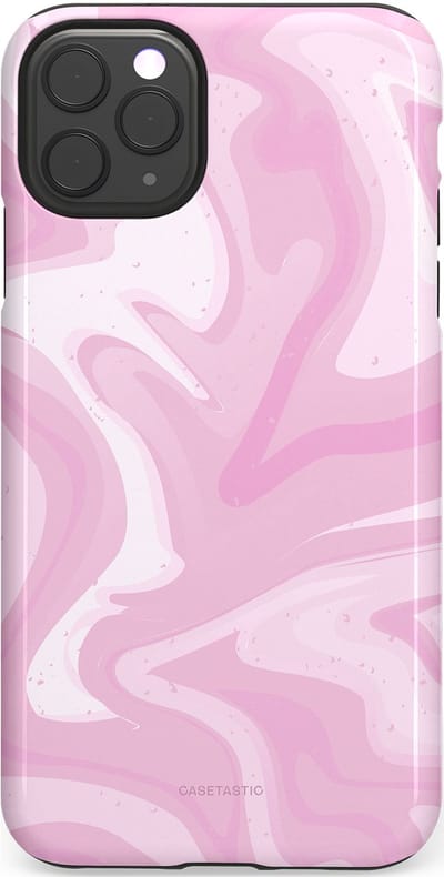 Casetastic hoesje geschikt voor Apple iPhone 11 Pro Max - Dubbellaagse bescherming - Zoet Roze Marmer - Fashion Case - Lichtroze Wit