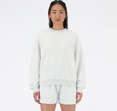 New Balance Sport Essentials French Terry Crew Dames Trui - ASH HEATHER - Maat XL