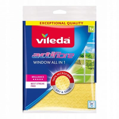 Cleaning cloth Vileda Actifibre 168890 Glass Yellow Microfibres
