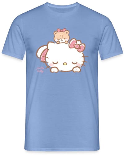 Hello Kitty Met Teddy Op Haar Rug T-Shirt Heren