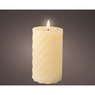 Lumineo Luxe LED kaars/stompkaars - creme wit - D7,5 x H15 cm - timer
