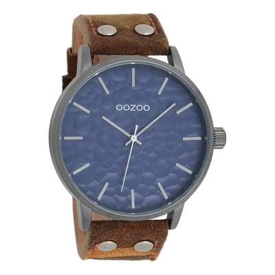 OOZOO Timepieces - Titanium horloge met camouflage leren band - C10461