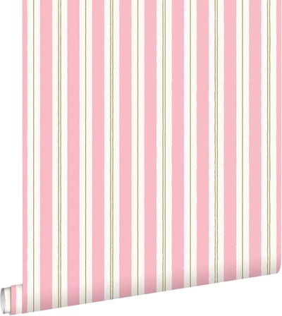 ESTAhome behang strepen roze en groen - 50 x 900 cm - 131964