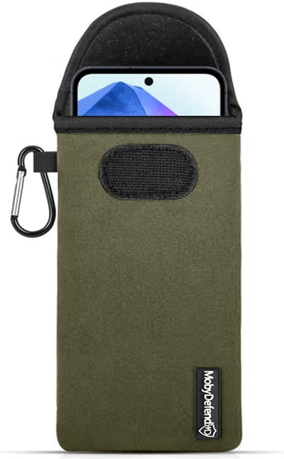 MobyDefend Hoesje - Geschikt voor Samsung Galaxy A55 - Neopreen Pouch Met Karabijnhaak - Insteek - Riemlus - Groen