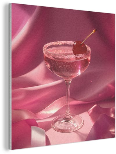 Akoestisch wandpaneel 40x40 cm - Vilt schilderij Cocktail - Pink - Luxe - Akoestische panelen - Geluidsdempende wanddecoratie - Geluidsisolatie woonkamer - Muurdecoratie geluidspanelen
