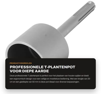 Dailygoods- Plantenpot Ergonomisch Design - Diepe Aarde - Professionele Haringen - Compatibel met Boorhamers - Lengte 20 cm - Gatdiepte 50 mm - Paaldriver