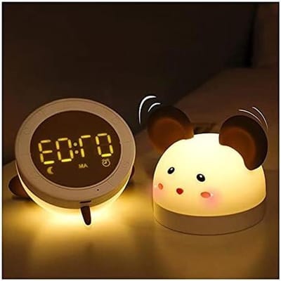 Digitale Wekker - Nachtlamp Klok - Wakker Worden - Touchscreen Bediening - 115 x 115 mm - Wit