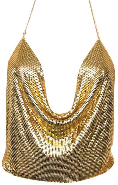 Elegante metalen dames crop top - sexy club backless - Goud