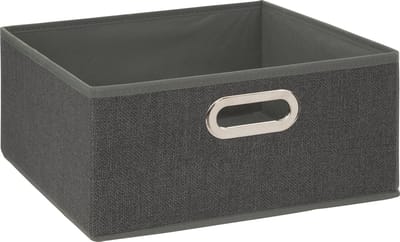 5Five Opbergmand/kastmand 14 liter donkergrijs linnen 31 x 31 x 15 cm - Vakkenkast manden