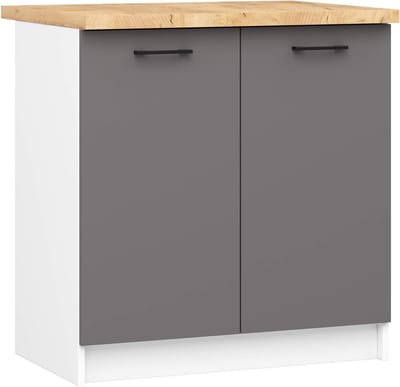 Keukenonderkast - Opbergkast Keuken - Keuken Organiseren - Met 2 Deuren - B80 x H85 cm - Wit Grafiet