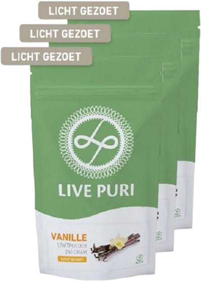 Live Puri | Eiwitpoeder | Vanille Licht Gezoet 900g | 2 stuks | 2 x 900g