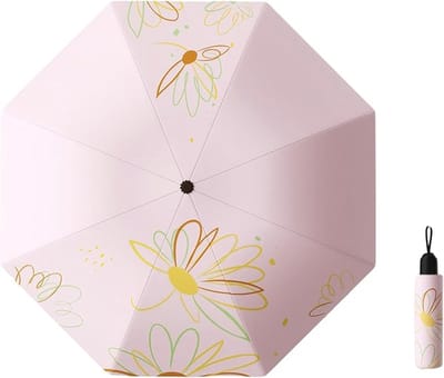 VHV-Compacte Reisparaplu met UV-Bescherming UPF 50+ - Windbestendige Paraplu met Stijlvol Bloemendesign - Lichtgewicht Zon en Regen Parasol voor Dames - Waterdicht