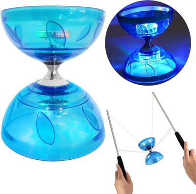 LED Diabolo Set - Jongleer Set - Vaardigheden Verbeteren - Drievoudig Lager - 45 mm - Lichtgevend