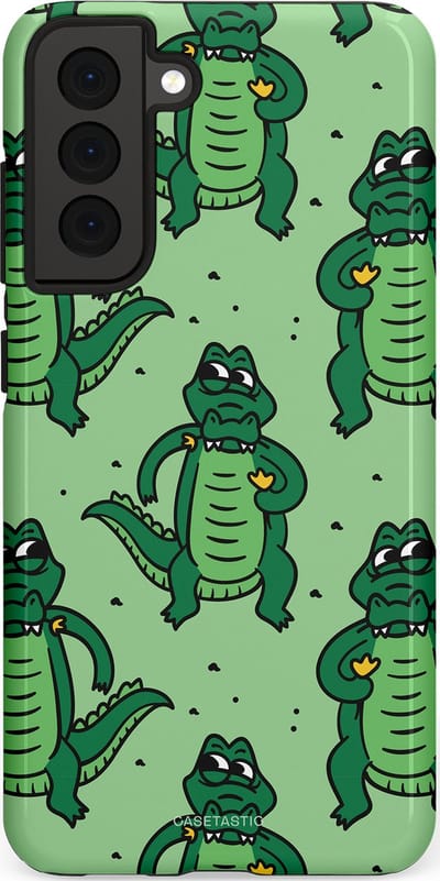 Casetastic hoesje geschikt voor Samsung Galaxy S21 FE 5G - Dubbellaagse bescherming - Kroko dans - Fashion Case - Mintgroen