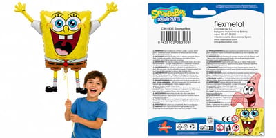 SpongeBob SquarePants Folieballon XL 86x92 cm – Flexmetal Heliumballon – Verjaardag Kinderfeest – Geel - Nickelodeon
