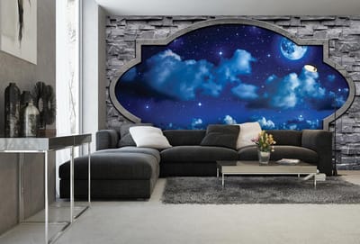 View Clouds Sky Stars Moon Night Photo Wallcovering