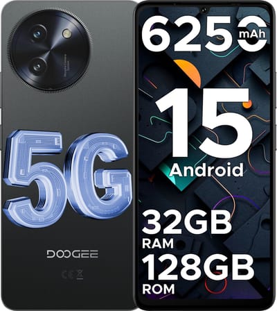 DOOGEE Note59 5G - Smartphone - Mobiele Telefoon - 32 GB RAM+128 GB ROM (2TB/TF) - Android 15 - 6250 mAh - 6,75 inch HD+ 120 Hz -Face ID - AI camera- Dual SIM - NFC - Zwart