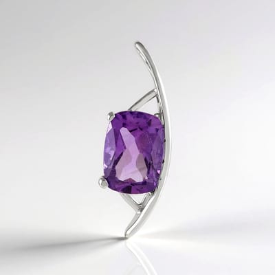 Cavill - Zilveren Hanger 925 Sterling Zilver Geplatineerd - Uruguay Amethist 0,722 ct Antiek Briljant Slijpsel - Paarse Edelsteen - Luxe Sieraad Dames