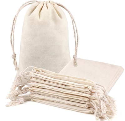 Dailygoods- Stoffen Zakken 20 Stuks - Katoenen Zakjes met Koord - 25 x 30 cm - Herbruikbaar - Hypoallergeen - Milieuvriendelijk