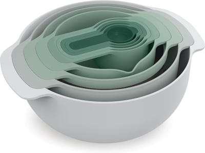 9 Plus 9-delige compacte voedselbereidingsset - mengkommen - maatbekers - zeef en vergiet - Groen