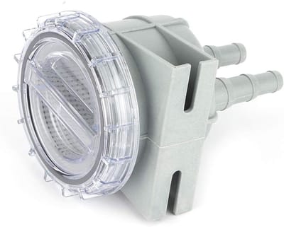 Seawater filter voor 1/2", 5/8" en 3/4" slangen, met doorzichtige deksel, beschermt motor tegen algen en verontreinigingen