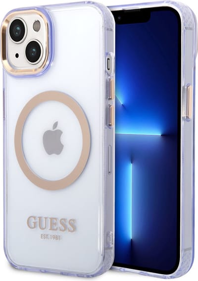 GUESS Paars Back Cover Magsafe Telefoonhoesje voor Apple iPhone 14 - TPU Bescherming van Telefoon