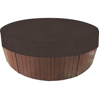 Housse de protection ronde pour jacuzzi, protection anti-poussière pour piscine, housse en tissu Oxford avec cordon de serrage pour piscine extérieure, marron