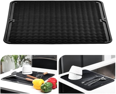 Dailygoods- Afdruipmat 40 x 50 cm - Siliconen - Hittebestendig - Antislip - Sneller drogen - Innovatief groefontwerp - Keukenmat