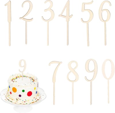 10 Stuks Taarttoppers, Houten Cijfers 0-9, Happy Birthday Taartdecoratie, Herbruikbare Verjaardag Taarttopper Voor Feesten
