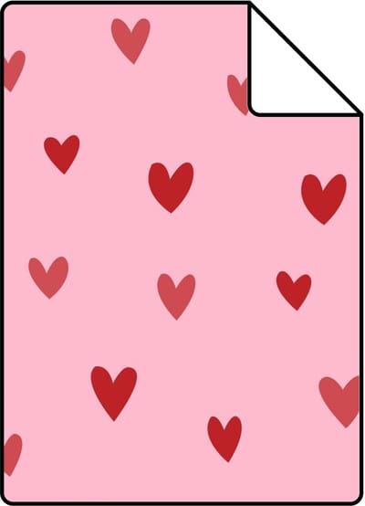 Proefstaal ESTAhome behang hartjes roze en rood - 26.5 x 21 cm - 131633-S